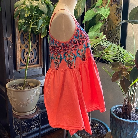 Umgee Tangerine Embroidered Bohemian Tank Top - Picture 4 of 12